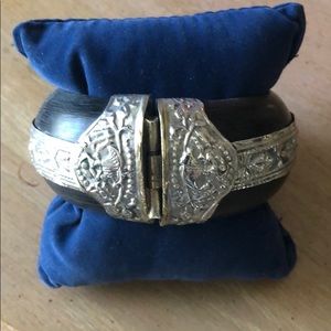 Vintage tribal bone/silver bangle